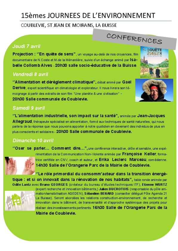 Programme JDE 2016 Programme JDE 2016