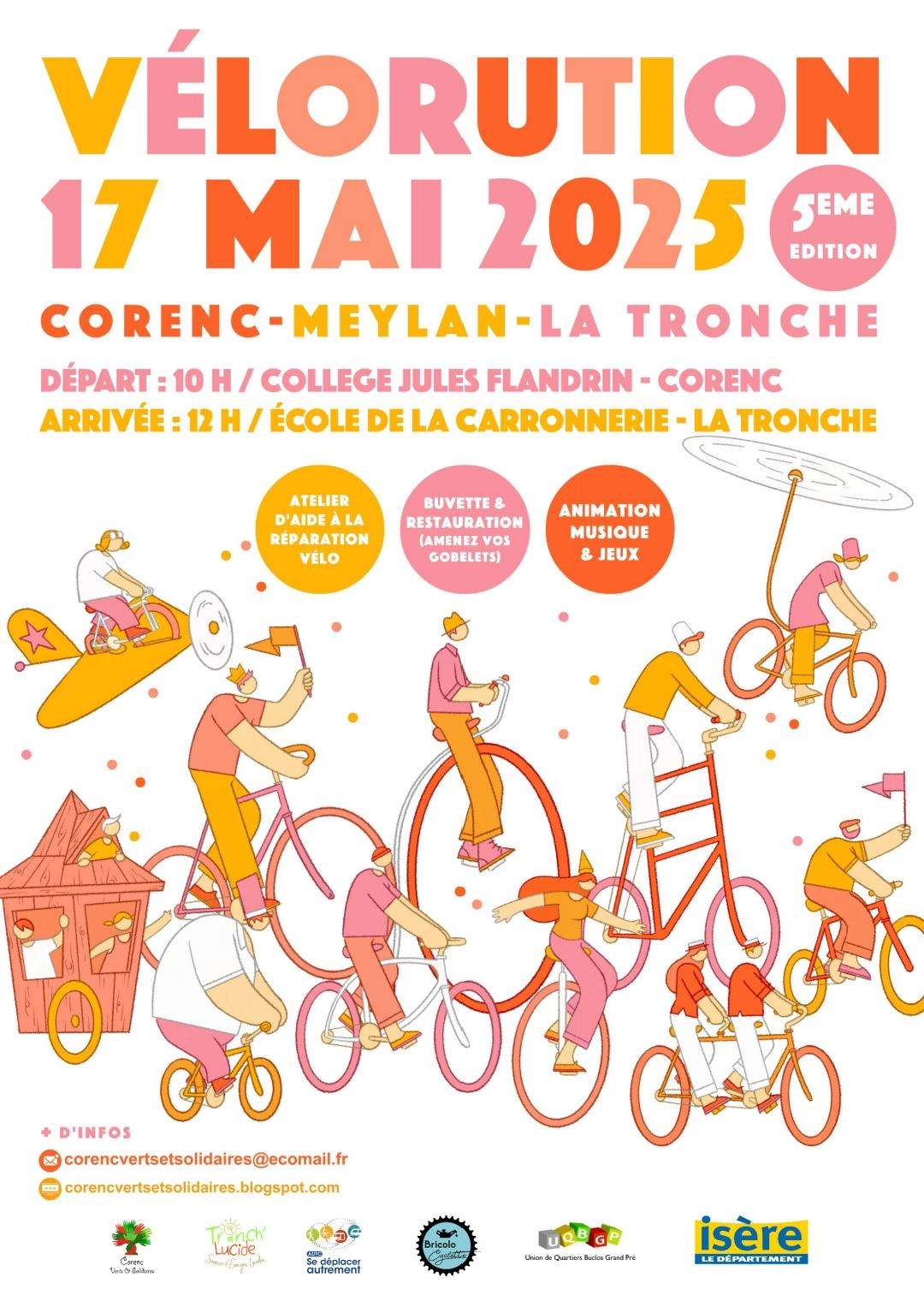 5ème vélorution Corenc – Meylan – la Tronche samedi 17 mai